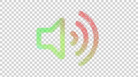Icon volume up is made up of LED square shapes. There are bright diodes and Illustrazione stock