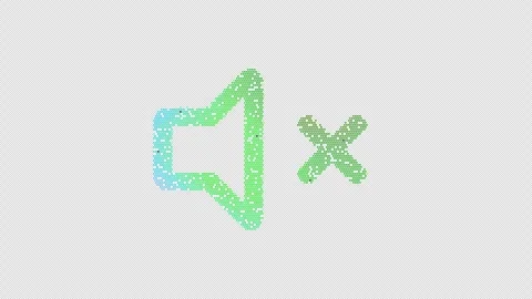 Icon volume mute is made up of LED square shapes that shimmer and flicker. There Stock Footage 296149830