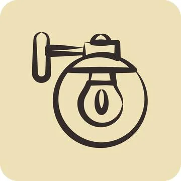 Icon Wall Sconce. suitable for House symbol. hand drawn style. simple desig.. Stock Illustration