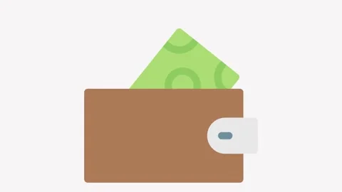 Icon of a wallet filled with cash, representing money management and financ.. Stock Footage 332855168