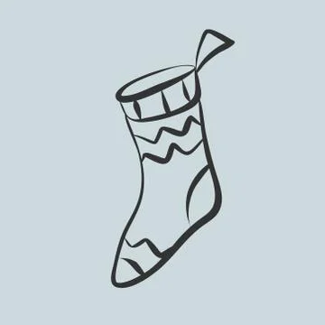 Icon of warm socks. Hand drawn sketch design. Flat cartoon style isolated on Stock Illustration