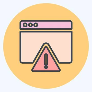 Icon Warning on Browser. suitable for User Interface symbol. color mate style 스톡 일러스트