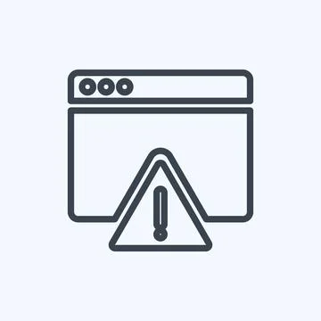 Icon Warning on Browser. suitable for User Interface symbol. line style. simp Stock Illustration