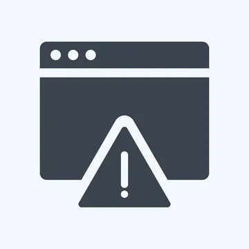 Icon Warning on Browser. suitable for User Interface symbol. glyph style. sim 스톡 일러스트
