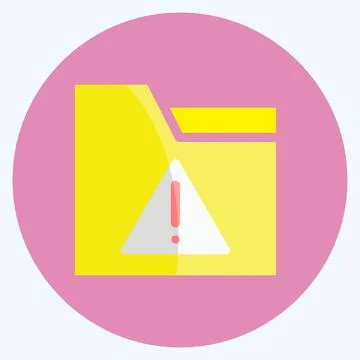 Icon Warning on Folder. suitable for User Interface symbol. flat style. simpl Stock Illustration