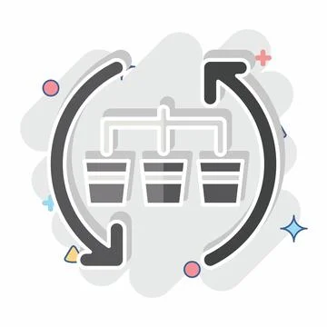 Icon Waste Sorting. related to Recycling symbol. comic style. design editable Stock Illustration