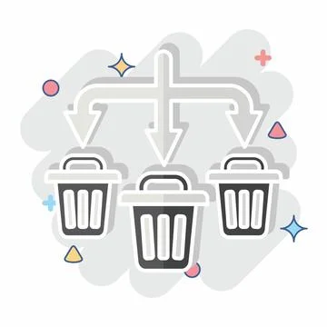 Icon Waste Sorting. related to Waste symbol. comic style. design editable Stock Illustration