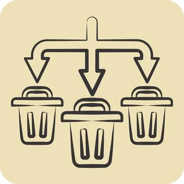 Icon Waste Sorting. related to Waste symbol. hand drawn style. design editabl Stock Illustration