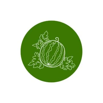 Icon Watermelon in the Contours Stock Illustration