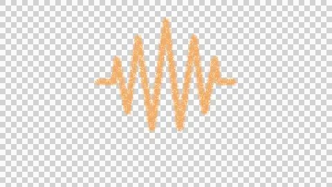 Icon waveform path is made of yellow grains of sand. Some grains of sand fall Stockillustratie