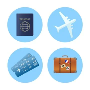 Icon for web design. Airplane trip, travel, journey. Flat illustration with 스톡 일러스트
