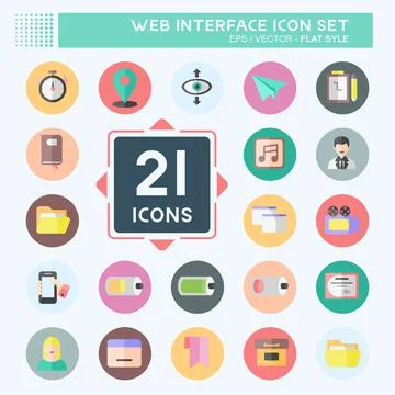 Icon Web Interface Set. simple design editable. design template vector. simpl Illustrazione stock