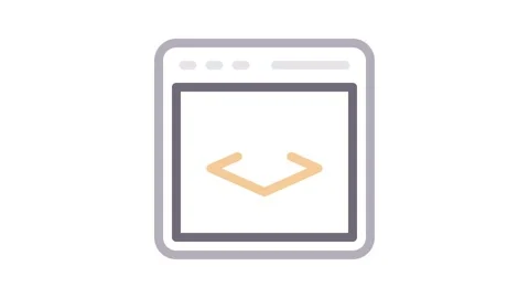 Icon of a web page in black and orange, representing literature and learning. Stock Footage 334930984