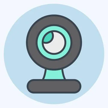 Icon Webcam. suitable for Computer Components symbol. color mate style. simpl Illustrazione stock