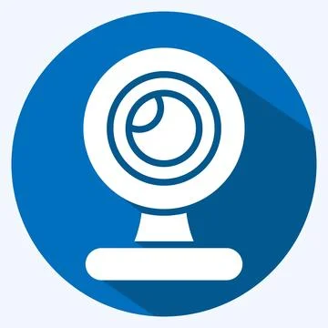 Icon Webcam. suitable for Computer Components symbol. long shadow style. simp Illustrazione stock