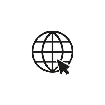 Icon website, www and globe with arrow on white background Stock Illustration