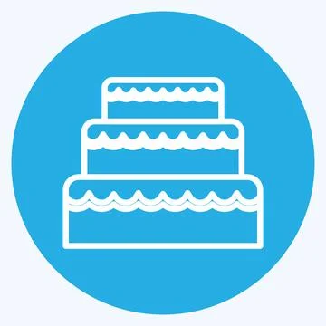 Icon Wedding Cake. suitable for Wedding symbol. blue eyes style. simple desig Ilustración de archivo