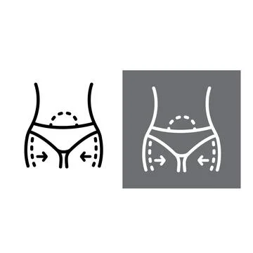 Icon for weight loss of problem areas, legs, stomach. Stock Illustration