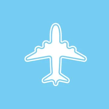 Icon of white airplane on blue background vector illustration. Stock Illustration