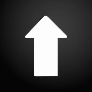 Icon white up arrow - vector illustration isolated on flat square button 스톡 일러스트