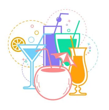 Icon white background Cocktail Stock Illustration