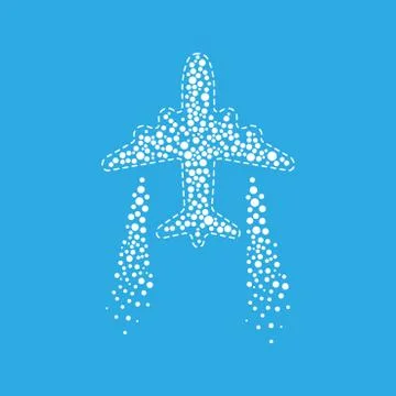 Icon of white bubble airplane on blue background vector illustration. Stock Illustration