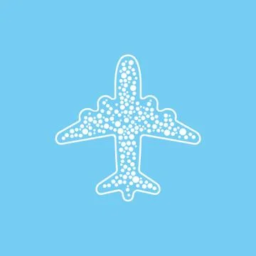 Icon of white bubble airplane on blue background vector illustration. Stock Illustration
