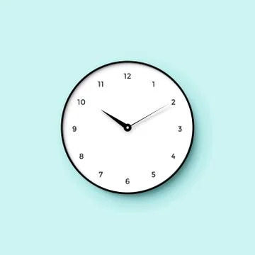 Icon of white clock face with shadow on mint wall background Stock Illustration