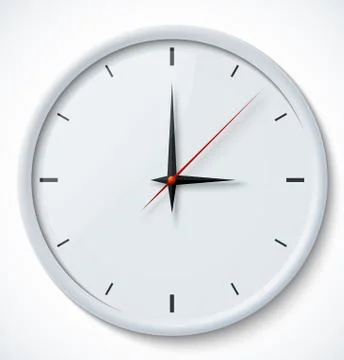 Icon of white clock with shadow Stock Illustration