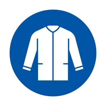 Icon of a White Jacket on a Blue Background for Fashion and Apparel Designs Stock Illustration