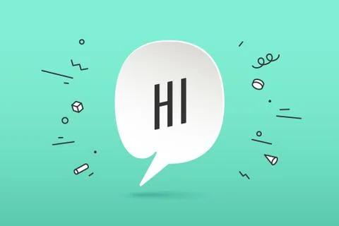 Icon of white paper cloud talk with text Hi Stock Illustration