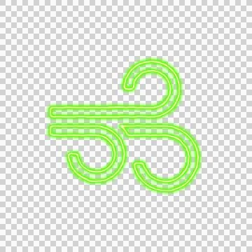 Icon wind from the flow of energy of green color. Shimmering neon Stock Illustration