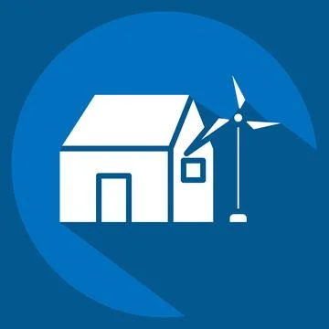 Icon Wind Powered House. related to Green House symbol. long shadow style. .. イラスト素材