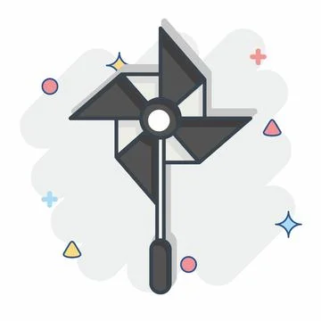 Icon Windmill. related to Amusement Park symbol. comic style. simple design.. Illustrazione stock
