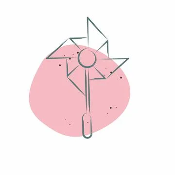 Icon Windmill. related to Amusement Park symbol. Color Spot Style. simple d.. Stock Illustration