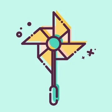 Icon Windmill. related to Amusement Park symbol. MBE style. simple design e.. Illustrazione stock
