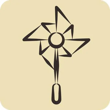 Icon Windmill. related to Amusement Park symbol. hand drawn style. simple d.. Stock Illustration