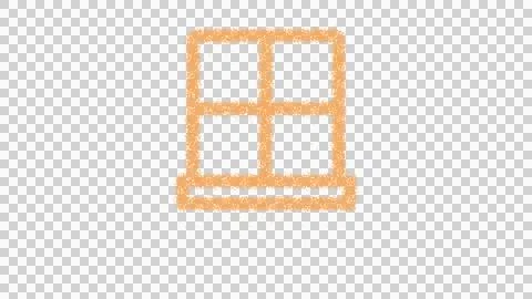 Icon window frame is made of yellow grains of sand. Some grains of sand fall Stock Illustration