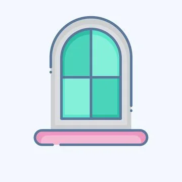 Icon Window. related to Building Material symbol. doodle style. simple desi.. Ilustración de archivo