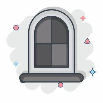 Icon Window. related to Building Material symbol. comic style. simple desig.. Ilustración de archivo