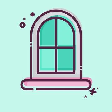 Icon Window. related to Building Material symbol. MBE style. simple design .. Ilustración de archivo