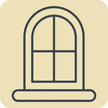 Icon Window. related to Building Material symbol. hand drawn style. simple .. Ilustración de archivo