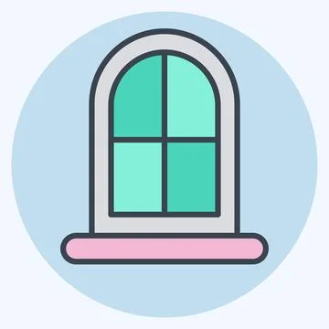 Icon Window. related to Building Material symbol. color mate style. simple .. Ilustración de archivo