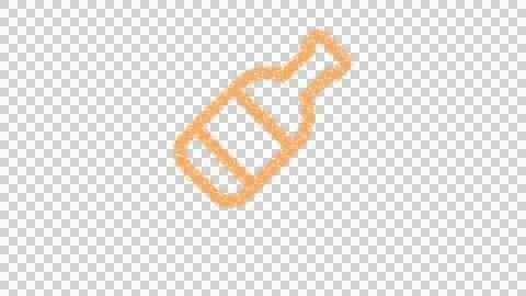 Icon wine bottle is made of yellow grains of sand. Some grains of sand fall Stock Illustration