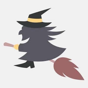 Icon witch. Illustration of halloween elements. Icon in flat style. Stock Illustration
