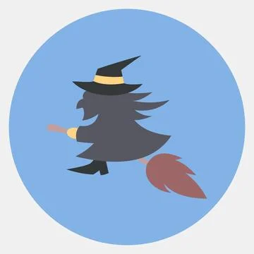 Icon witch. Illustration of halloween elements. Icon in color mate style. Stock Illustration