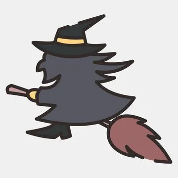 Icon witch. Illustration of halloween elements. Icon in filled line style. Stock Illustration
