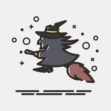 Icon witch. Illustration of halloween elements. Icon in MBE style. Stock Illustration