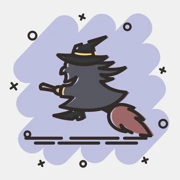 Icon witch. Illustration of halloween elements. Icon in comic style. Stock Illustration