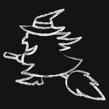 Icon witch. Illustration of halloween elements. Icon in chalk style. Stock Illustration
